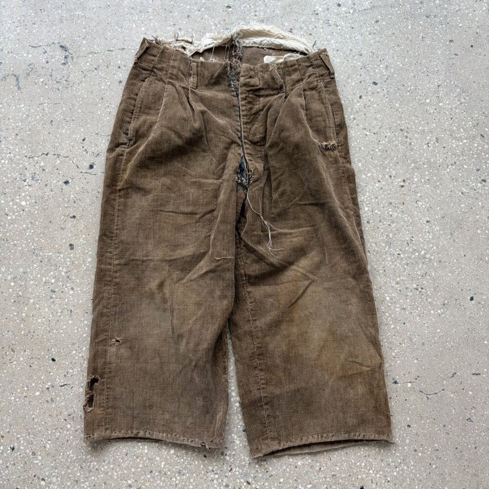Vintage 60s Brown Drop Loop Distressed Corduroys 25x17